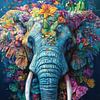 L'éléphant dans la splendeur florale Explosion de couleurs rêveuses sur Eva Lee