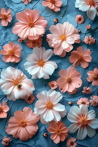 Abstract Bloemen in Blauw