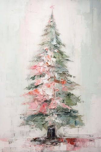 Pastel Christmas Tree Acrylic Painting