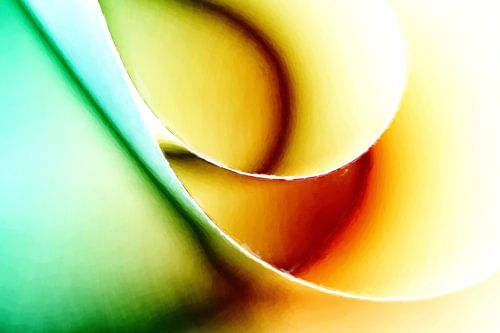 Abstract in green yellow and red