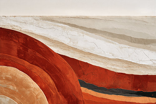 Crimson Strata - Terracotta and Crimson Red Abstract
