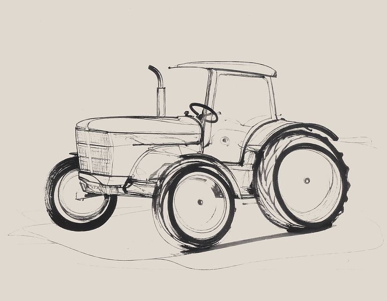 line drawing tractor by Emiel de Lange