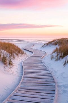 Avondstemming strandpad van Poster Art Shop