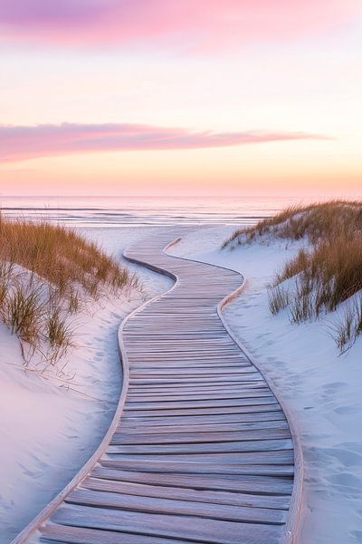Strandweg Abendstimmung von Poster Art Shop