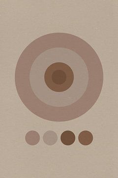 Moderne abstracte geometrische kunst in retrostijl in bruin en beige nr. 17 van Dina Dankers