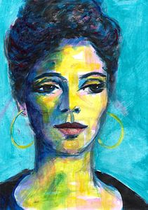Blaues Porträt von Lucienne van Leijen