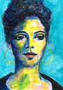 Blaues Porträt von Lucienne van Leijen Miniaturansicht