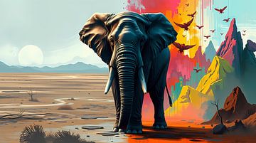 Olifant op buitenaardse planeet van Linda de Klein