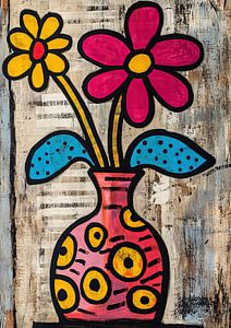 Vase de fleurs | Fleurs dans un vase coloré