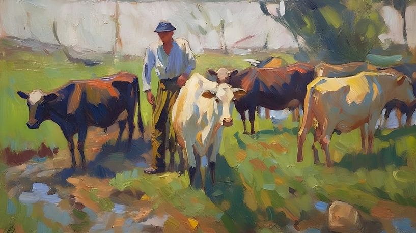 Farmer with his cows by FJB