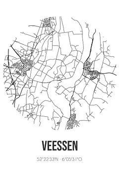 Veessen (Gelderland) | Karte | Schwarz und weiß von Rezona