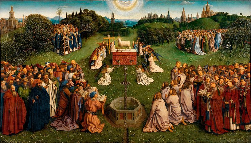 Jan van Eyck, The Lamb of God central panel of worship, 1432 by Atelier Liesjes