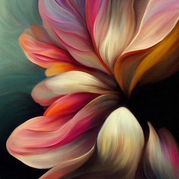 "Retro bloemen" abstract botanisch schilderij van Studio Allee