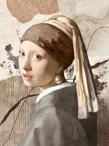 Het meisje met de parel - Abstract van JunoArt