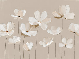 Wildflowers | Modern painting in beige and white by Lina van Oers