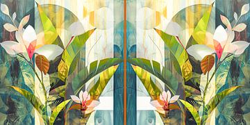 Bloemenmotief moderne kunst collage van Vlindertuin Art