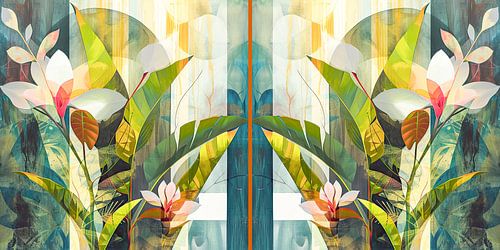 Bloemenmotief moderne kunst collage