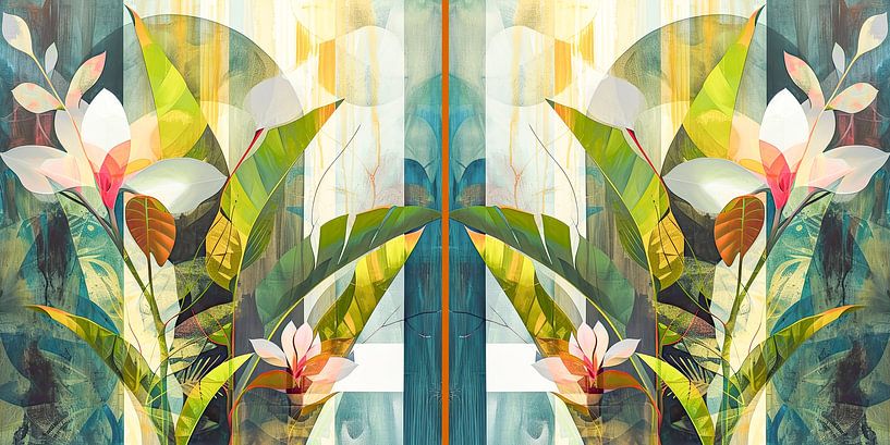 Collage d'art moderne avec motif floral par Vlindertuin-Art