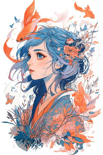 Anime illustration, Oriental Underwater World no.3 by Studio BB