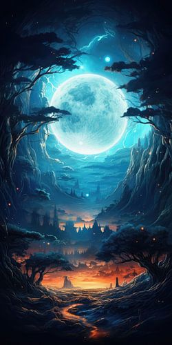 Sprookjesachtig landschap surrealistisch abstract en bizarre