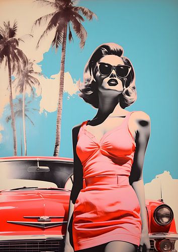 Hollywood star with classic car