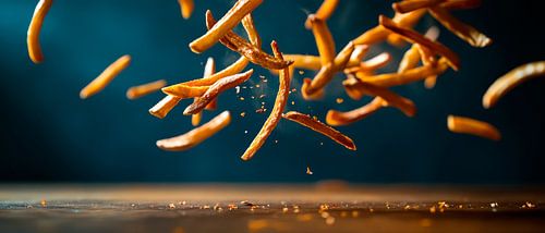 Des frites croustillantes dans l'air - moment de plaisir