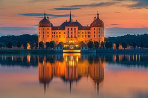 Coucher de soleil au château de Moritzburg sur Henk Meijer Photography