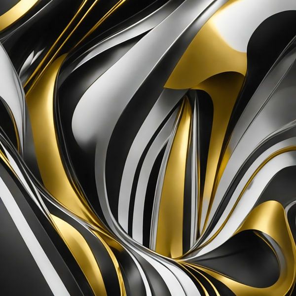 Abstract in goud,zilver en zwart by Brian Morgan