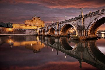 Castel Sant'Angelo mit Aeliusbrücke mit dramatischen Himmel