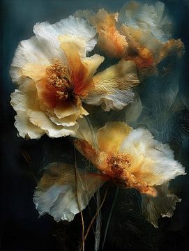 Etherische bloemblaadjes in schemering