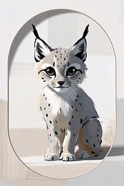 Minimalist lynx with big eyes by Art & Soul Creations