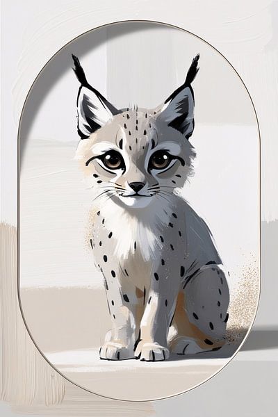 Minimalistische lynx met grote ogen van Art & Soul Creations