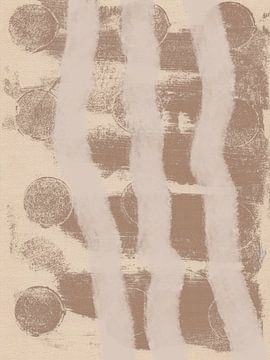 Abstracte vormen en lijnen in beige en wit van Abstract Minimalist Art