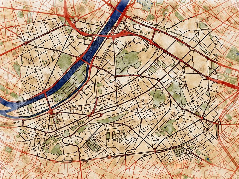 Map of Issy-les-Moulineaux with the style 'Serene Summer' by Maporia