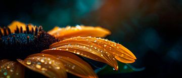 Zonnebloem in de regen van Poster Art Shop