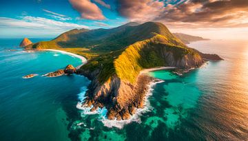 Île avec nuages sur Mustafa Kurnaz