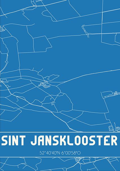 Blueprint | Carte | Sint Jansklooster (Overijssel) par Affiches de lieux