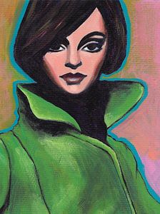 Girl In Green Coat (Close-up) (gezien bij vtwonen) van Lucienne van Leijen