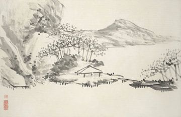 Hine Taizan - Motif tiré de "Album de quinze tableaux à l'encre de Chine&quot ; sur Peter Balan