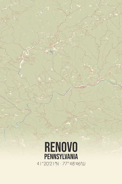 Vintage map of Renovo (Pennsylvania), USA. by Prints of Place