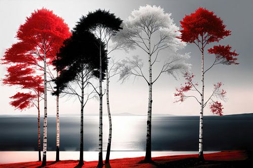 Bäume am Ufer abstrakt-02