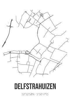 Delfstrahuizen (Fryslan) | Landkaart | Zwart-wit van MijnStadsPoster