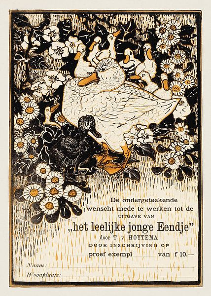 Theodorus van Hoytema - Card for sample of the ugly duckling by Old Masters