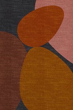 Moderne abstracte geometrische organische retrovormen in aardetinten: roze, terra, bruin, grijs van Dina Dankers