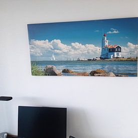 Photo de nos clients: Cheval de Marken, Pays-Bas. phare par Rietje Bulthuis, sur toile