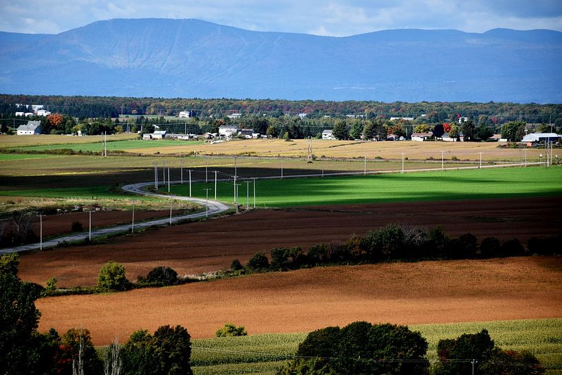 Farms in autumn after harvest by Claude Laprise