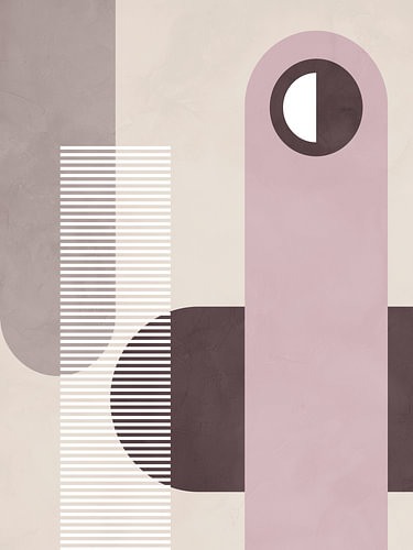 Minimalistische, geometrische, abstracte kunst in aardetinten