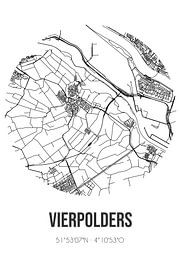 Vierpolders (South Holland) | Map | Black and White by Prints of Place