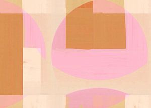Mid Century Bauhaus Formen Rosa Beige Ocker II