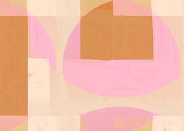Mid Eeuw Bauhaus Vormen Roze Beige Oker II van FRESH Fine Art